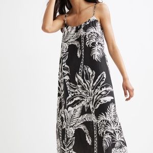NWOT Women's H&M Tropical Print Slit-detail Dress/Cover-up 100% Cotton XL